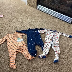 Carter's Navy, Orange, and White Kids Footies Set